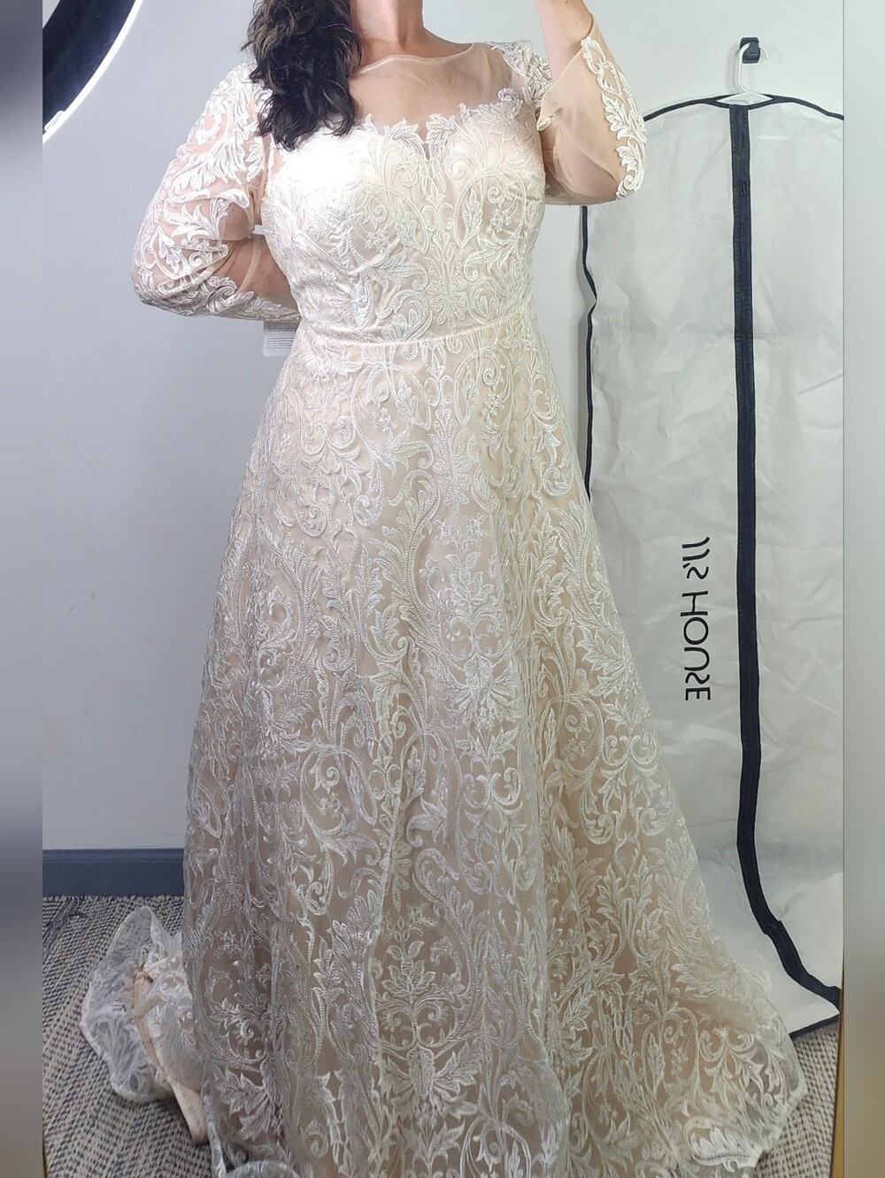 *SOLD OUT* Ball-Gown/Princess Illusion Court Train Lace Wedding Dress, Size 22W